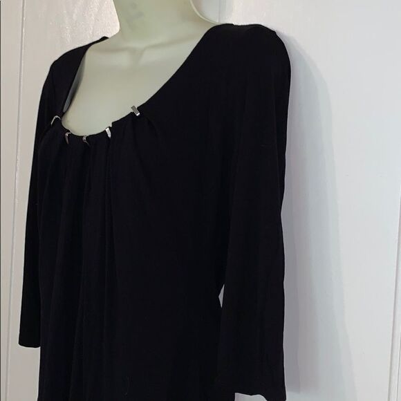 WHBM black knit top with “studded” neck - Picture 3 of 8